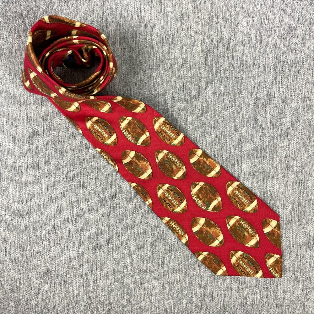 Vintage Chaps Ralph Lauren 100% Linen Necktie Mens Football Made‎ In USA 80s 90s